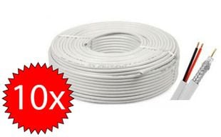 10 Role x Cablu coaxial CCA RG6 + 2X0,75 alimentare 100M Safer