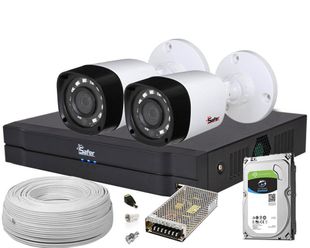 Kit supraveghere video 2 camere, complet, FULL HD, IR 20m, 1 x HDD SAF-2XEXTFHDIR20