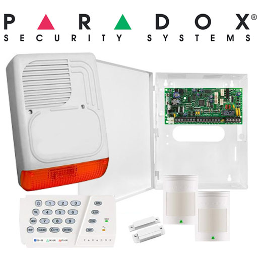 Kit alarma pe cablu Paradox cu 5 PIR si 3 CM pentru Casa cu 5 camere