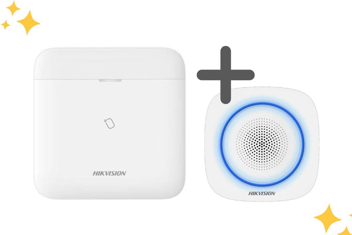 Pachet centrala de efractie si sirena de interior Hikvision AX PRO Wireless, 96 zone, 3G/4G + RFID,  frecventa 868 MHz, DS-PWA96PS1-P