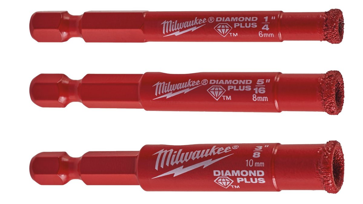 Set burghie Diamond Max Milwaukee, 1/4inch, 6-8-10mm, gaurire umeda, 4932498368