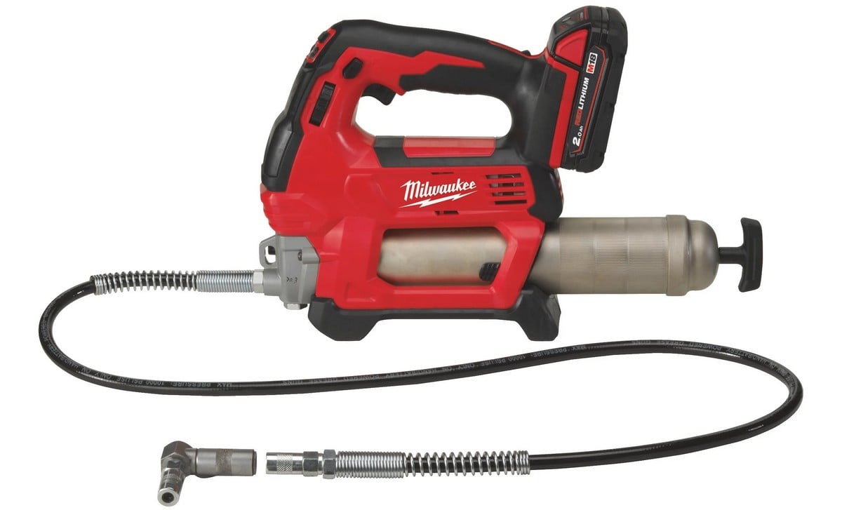 Pistol pentru gresare Milwaukee, M18, motor 18V, presiune 690 bari, protectie suprasarcina, furtun flexibil 1219mm, 1x acumulator si incarcator, 4933440490