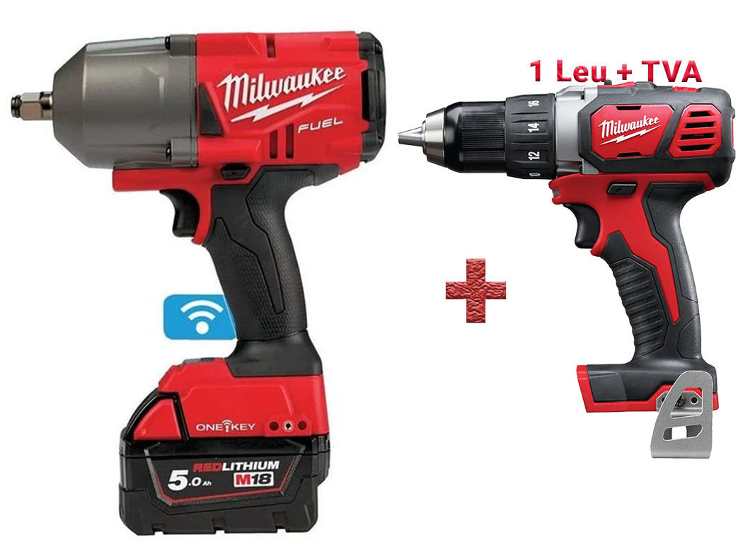 Cheie de impact 1/2 inch Milwaukee M18 ONEFHIWF12, 1356Nm, 2100 ipm, 2x acumulatori, incarcator, tehnologie ONE KEY, 4933459727-PROMO