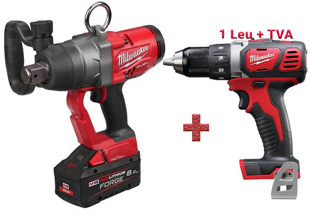 Cheie de impact 1inch Milwaukee M18 ONEFHIWF1-802X, 2400Nm, 2500 ipm, diametru surub M42, 2x acumulatori, incarcator, 4933499254-PROMO