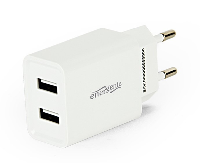 Alimentator USB 5V 2.1A cu 2 porturi si functie Smart Charge, pentru camere video, Smartphone s.a. EG-U2C2A-03-W