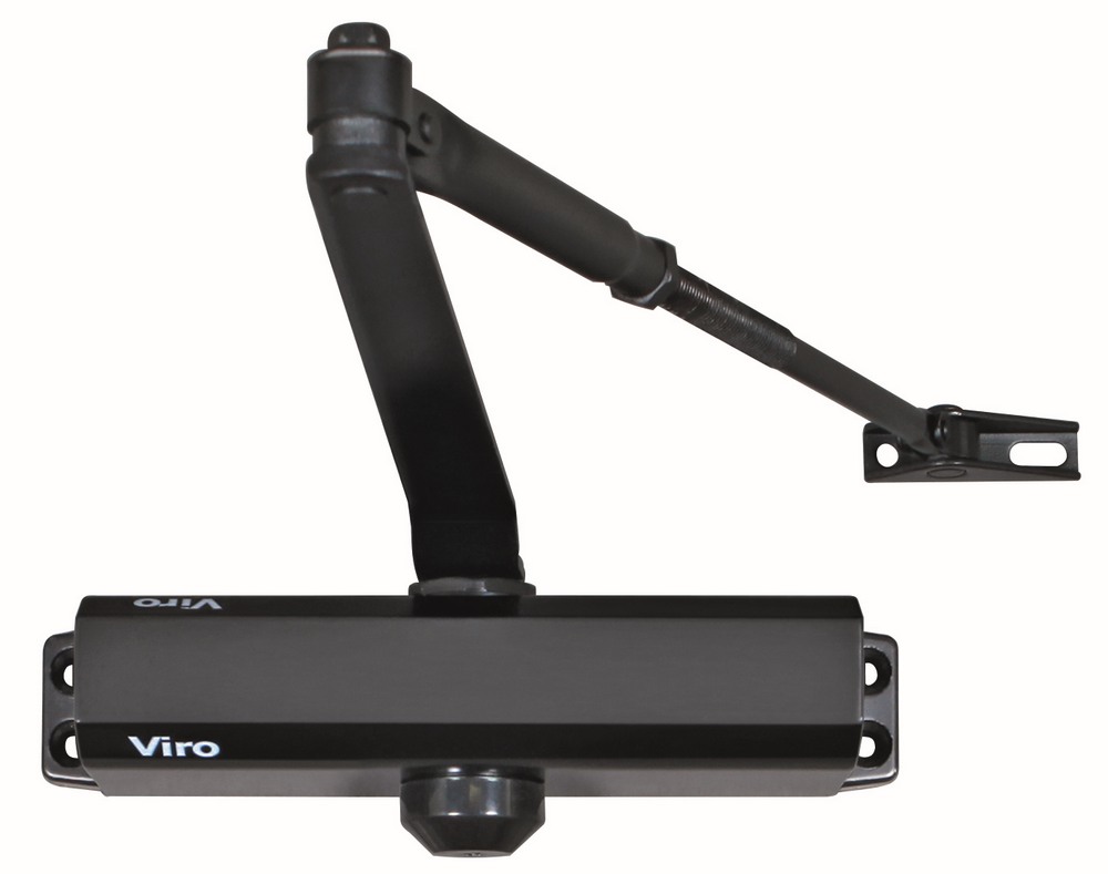 Amortizor VIRO pentru usi de maxim 110cm, 85kg, punct de oprire reglabil, negru, 128.13.2.211