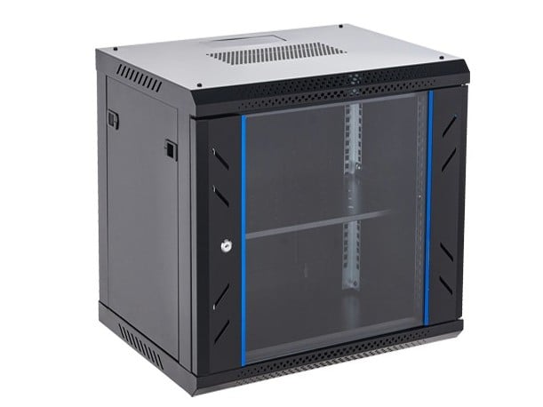 Rack 12U, 19inch, 600x450, metalic, negru, montaj pe perete, usa din sticla securizata, capacitate 60kg, IP20, Asytech ASY-12U-6045WL