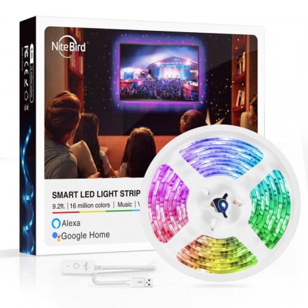 Banda led wifi RGB 2.8 metri control vocal compatibila cu aplicatia Tuya Gosund SL1