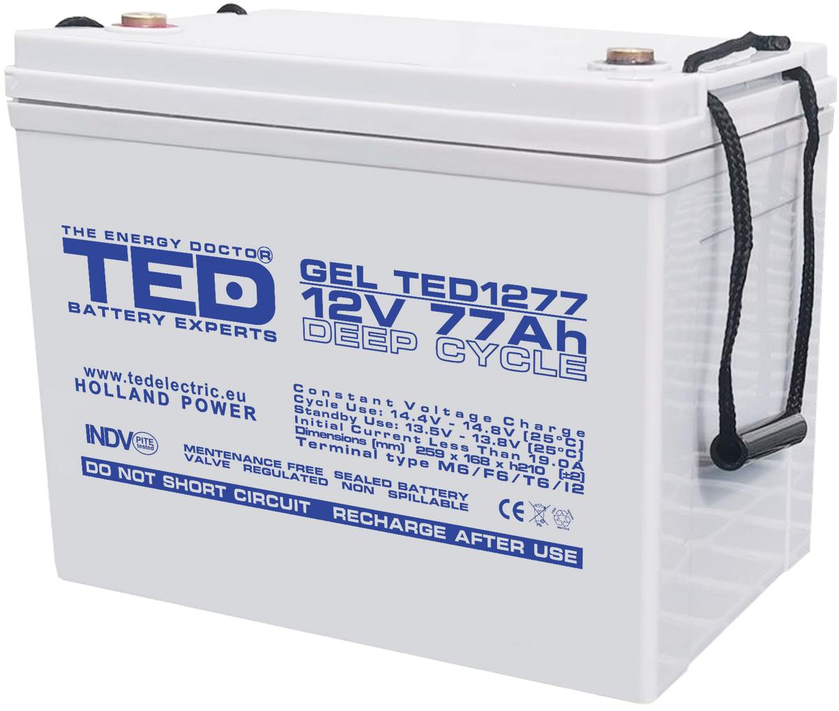 Baterie cu GEL 12V 77 AH TED Deep Cycle TED003409