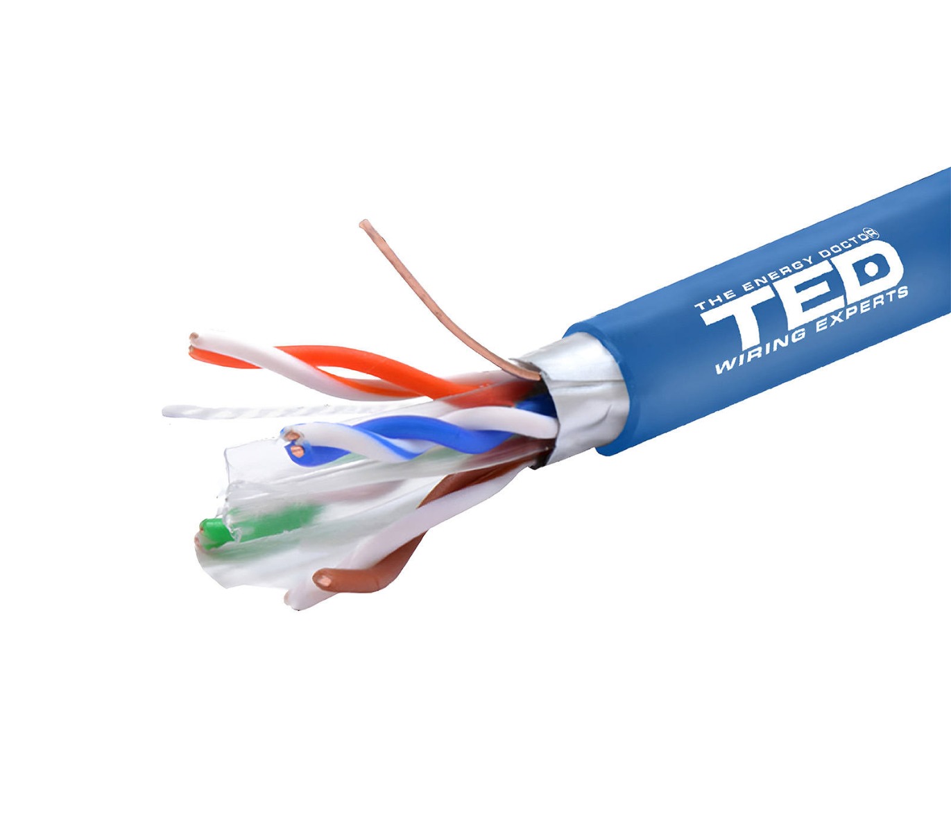 Cablu de retea FTP CAT6e, cupru 0.51mm, 24 AWG, albastru, rola 305 metri, TED002426