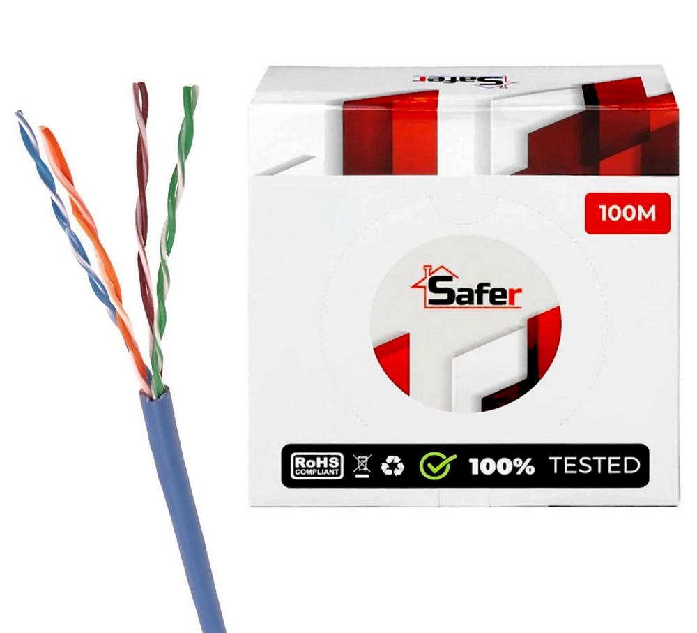 Cablu de retea UTP, Cat5e, cupru, 100 metri, Safer, SAF-CAT5EU920-U-100M-CU