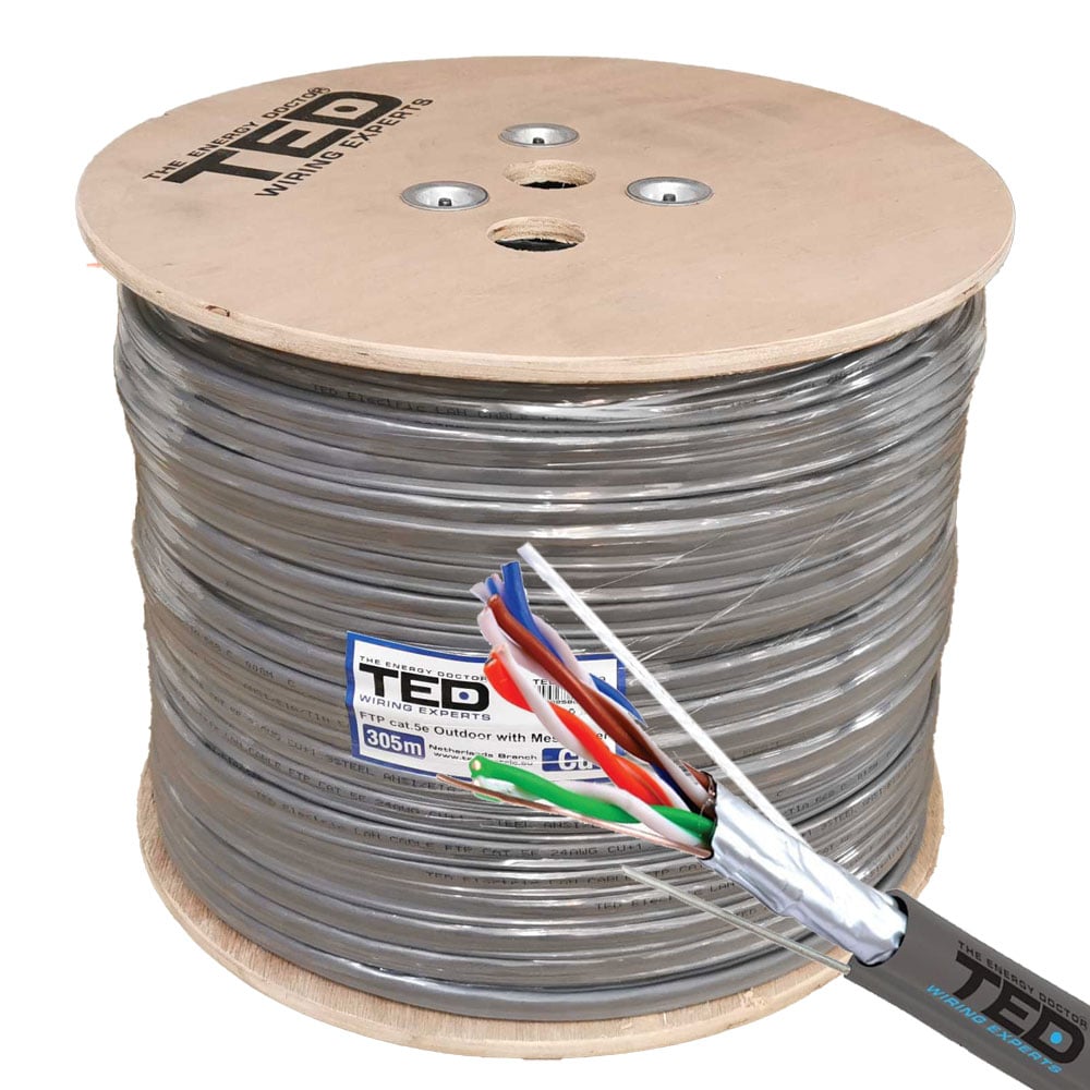 Cablu FTP cu sufa, Cupru, CAT5e, tambur 305 metri TED, FTP5S305-TED