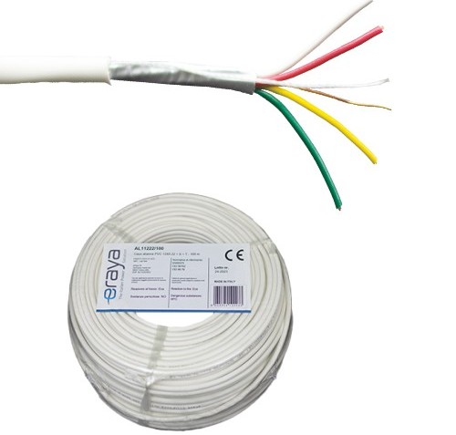 Cablu de alarma cu 4 fire ecranate, din cupru, rola 100m, PVC, eRaya AL10422-100