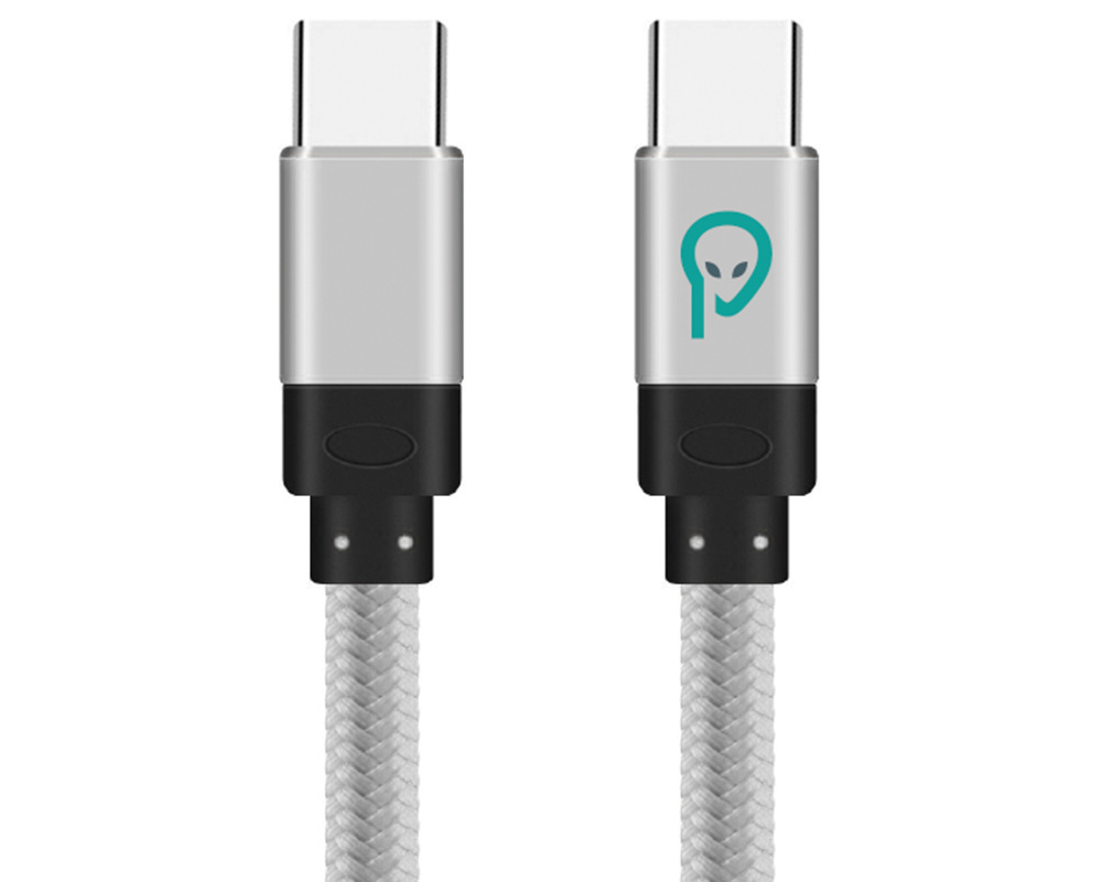 Cablu de alimentare si date, USB Type-C, 1 m, gri, material impletit, Spacer, SPDC-TYPEC-TYPEC-BRD-SL