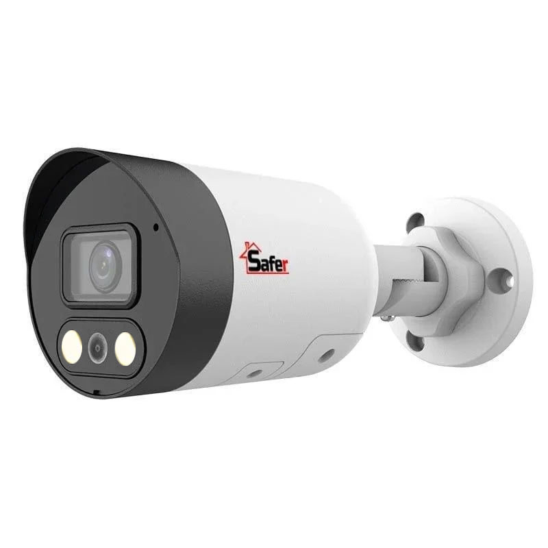 Camera de supraveghere IP, 8MP, 2.8mm, Full Color IR si LED 30m, Alarma acustica si optica, Microfon si difuzor, PoE, MicroSD, Safer SAF-IPCBM8MP30CH-LED28