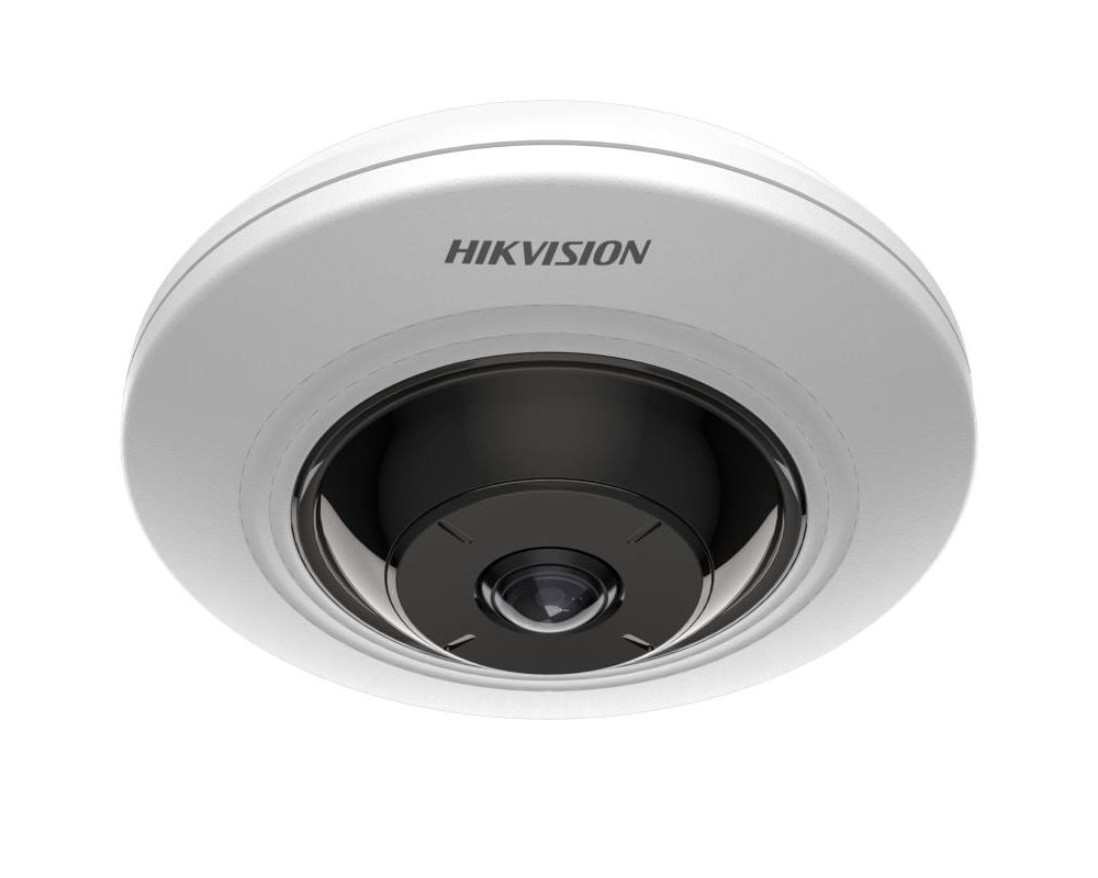 Camera de supraveghere IP Fisheye Hikvision DS-2CD3956G2-ISU(1.05mm), 5 MP, 180°, AcuSense, IR 8m, microSD, Microfon, PoE 