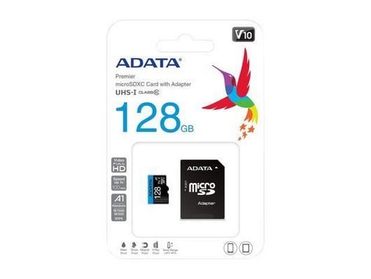 CARD MicroSD ADATA 128GB Clasa 10 cu adaptor, AUSDX128GUICL10A1-RA1