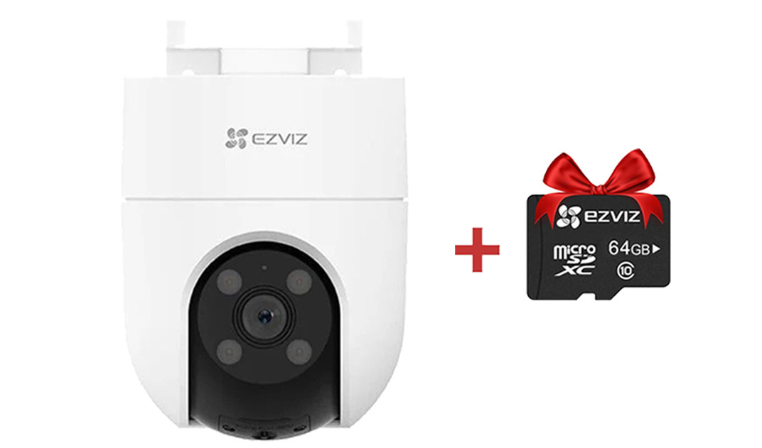 Camera supraveghere PT wireless 4G H8c Ezviz, 2K, Iluminare duala + card microSD 64GB cadou, CS-H8c(3MP4G)+SD64GB