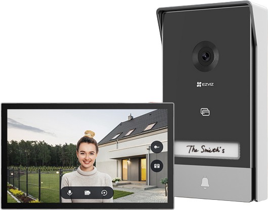 Kit videointerfon EZVIZ CS-HP7 (3MP) 2K, TCP/IP Wi-Fi, o familie, Monitor 7 inch, deblocare cu card RFID sau din aplicatie