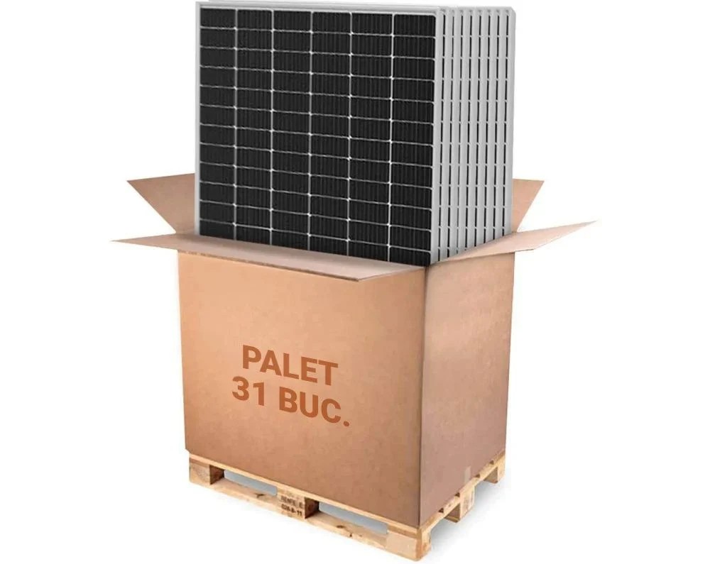 Palet 31 panouri solare fotovoltaice monocristaline Canadian Solar Hiku7 CS7L CS7L-600MSx31, 120 celule, IP68