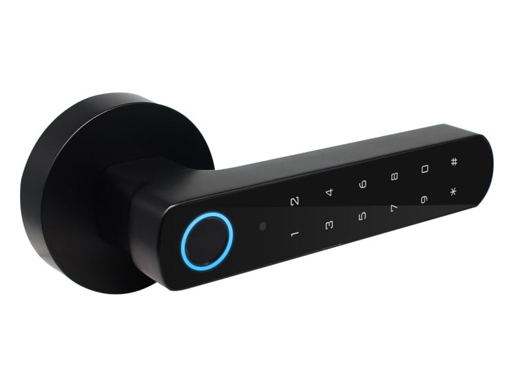 Incuietoare smart, cu amprenta, cod PIN, cheie, Bluetooth, cu baterii, compatibila cu aplicatia Tuya, SECUKEY D100-BT