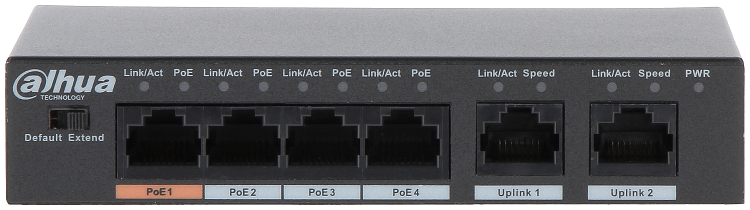 Switch POE 5 canale Gigabit, 1000MB/s, putere maxima 60W, Dahua PFS3006-4GT-60-V2