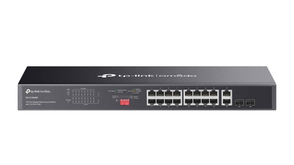 Switch Omada Tp-Link DS1018GMP, 18 x Porturi Gigabit, PoE+, 2 x Combo SFP, 250W, Rackmount