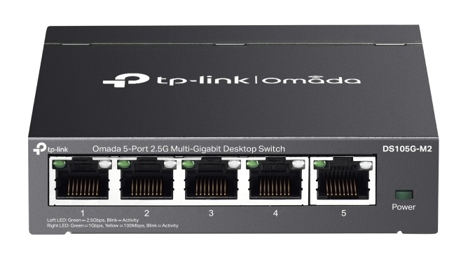 Switch 5 Porturi 2.5Gbps, Tp-Link Omada DS105G-M2, Metalic, High-Performance