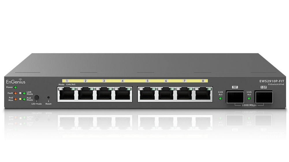 Switch EnGenius Fit EWS2910P-Fit, 8 porturi Gb, 2 porturi SFP, PoE+, 55W