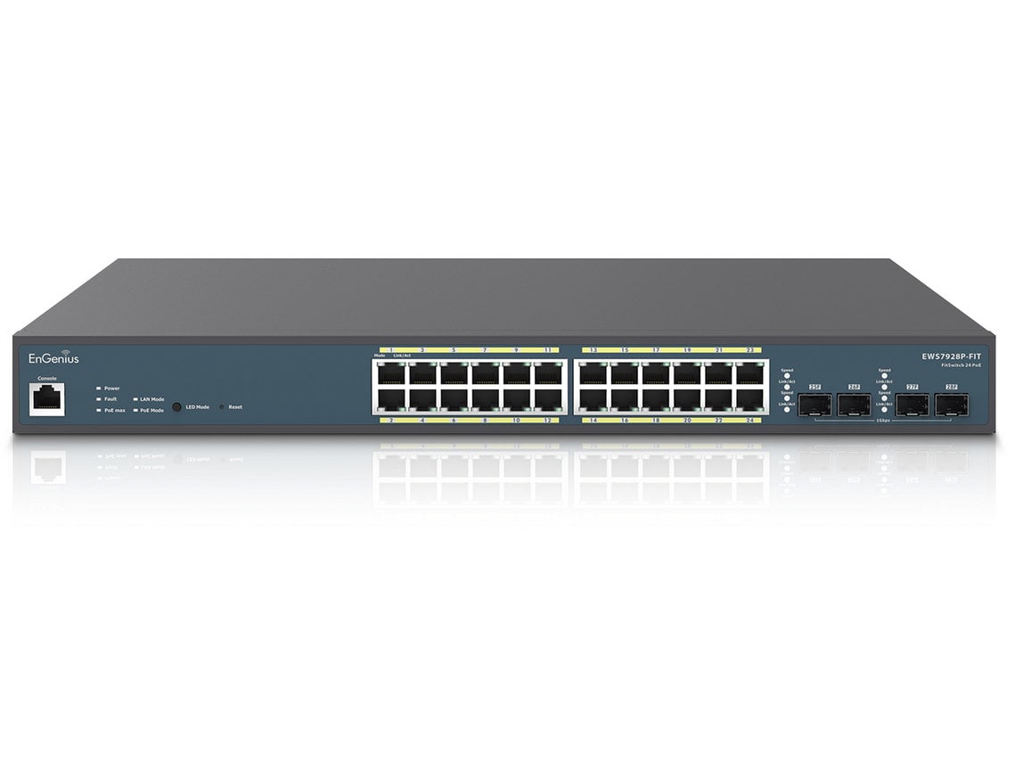 Switch Genius EWS7928P-Fit, 24 porturi Gigabit POE, 4 porturi SFP, putere 240W, 56Gbps, cu management, montare in rack 19 inch 1U