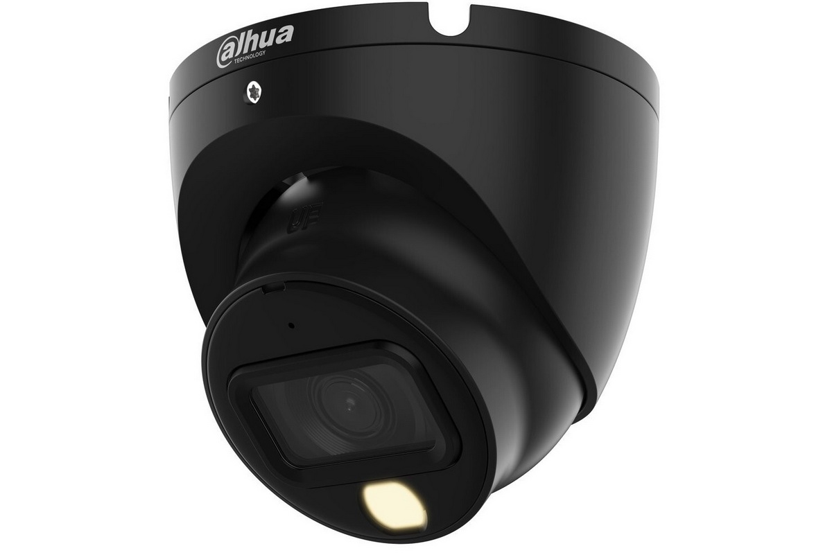 Camera supraveghere HDCVI Dahua HAC-HDW1200TLM-IL-A-BLACK, 2MP, Smart Dual Light 20m, Microfon, IP67