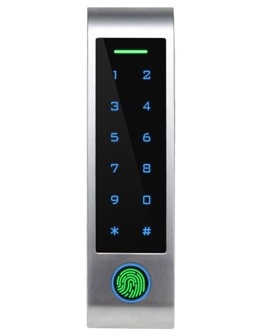 Control acces standalone, carduri EM si Mifare, cu amprenta, taste touch, Wi-Fi, Alarma, compatibil cu aplicatia Tuya, SECUKEY HF4-WiFi EM+Mifare