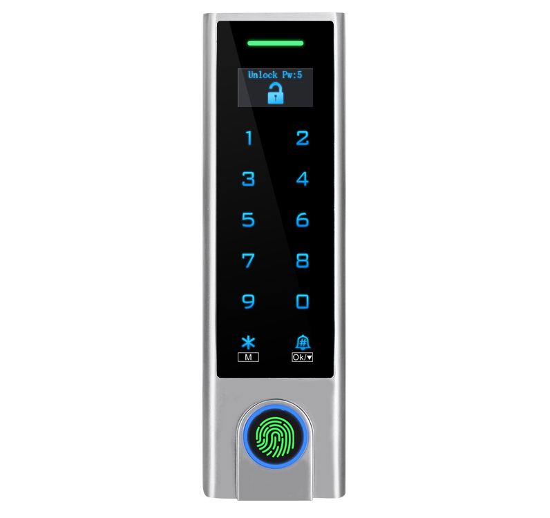 Control acces standalone WiFi SECUKEY HFD3-WIFI, Carduri EM si Mifare, Amprenta, Taste touch, Compatibil cu aplicatia Tuya