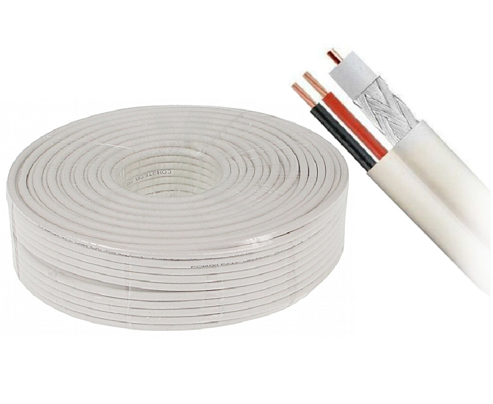 Cablu coaxial CUPRU INTEGRAL RG6 + 2X0,75 alimentare 100M Safer, TW100S