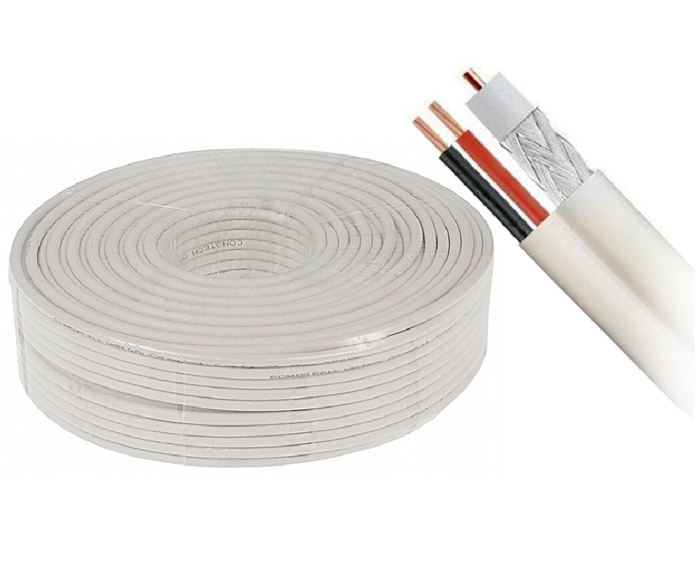 Cablu coaxial RG6 Cupru + 2X 0,75 alimentare CCA, 100M Safer, TW100SCCA