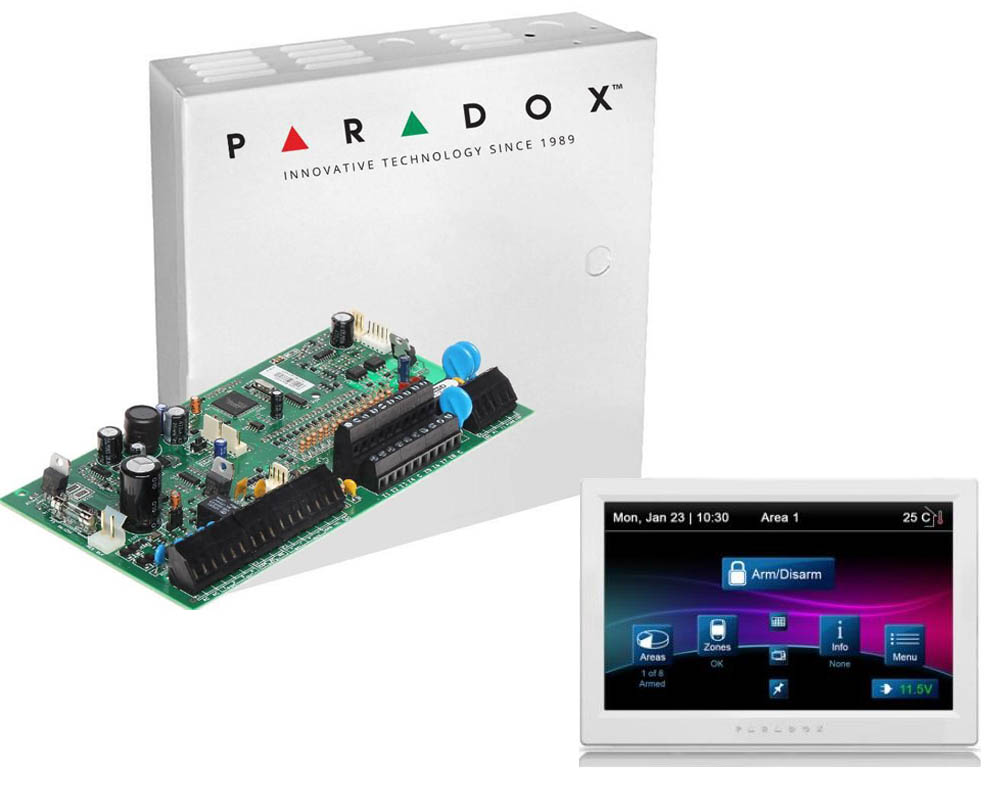 Kit centrala antiefractie Paradox SP7000 16 zone, CUTIE si TM70 Paradox, Tastatura Touch Screen 7 inch, SP7000+CUTIE+TM70