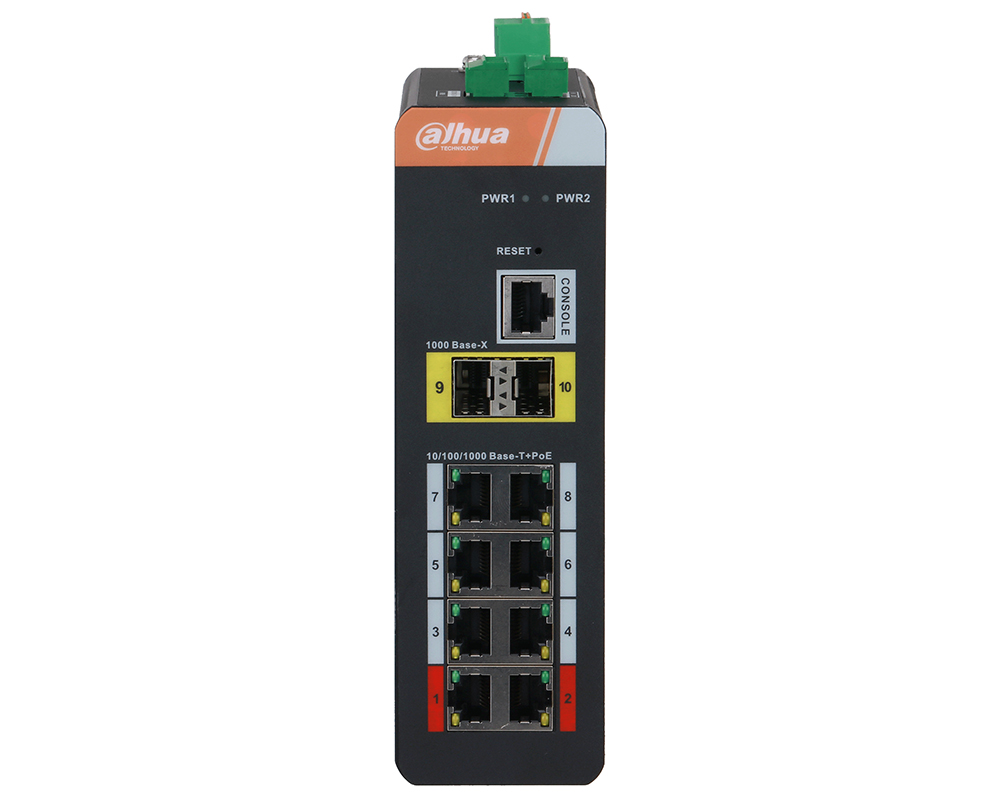 Switch industrial PoE, 8 porturi SFP, Dahua, PFS4210-8GT-DP-V2