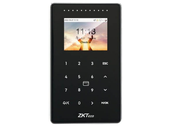 Controler acces si pontaj, TCP/IP, Wi-Fi, RFID 125KHz, MF 13.56MHz, Wiegand, tastatura, ecran LCD 2.4 inch, ZKTeco ACO-SC800-12-W-B