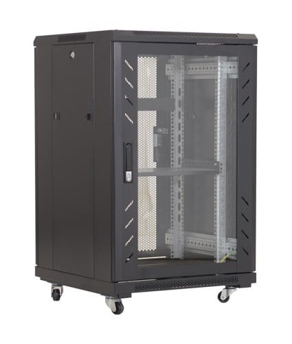 Rack de podea Asytech Networking ASY-22U-6060E, 600x600mm, 22U, 2 ventilatoare