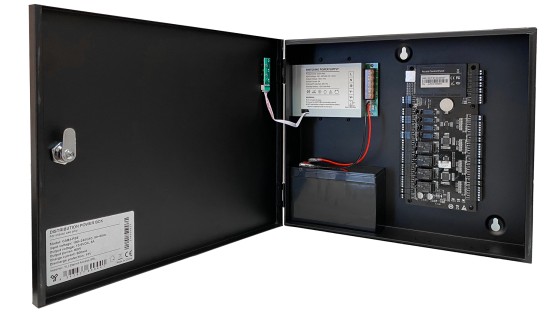 Centrala de control acces si de pontaj, 4 usi TCP/IP cu cutie metalica CCA3-4-1+CAB4-PS5