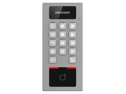 Terminal de control acces Hikvision DS-K1T502DBWX, RS-485, Wiegand, PIN, Audio, Aplicatie, card SD, IP65, IK09