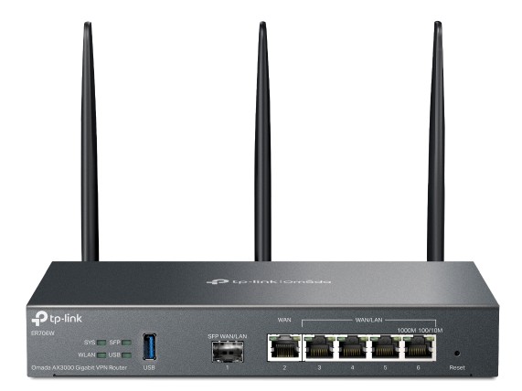 Router VPN Gigabit Omada Tp-Link ER706W, 6 porturi Gigabit, 5GHz, USB, 3 antene detasabile