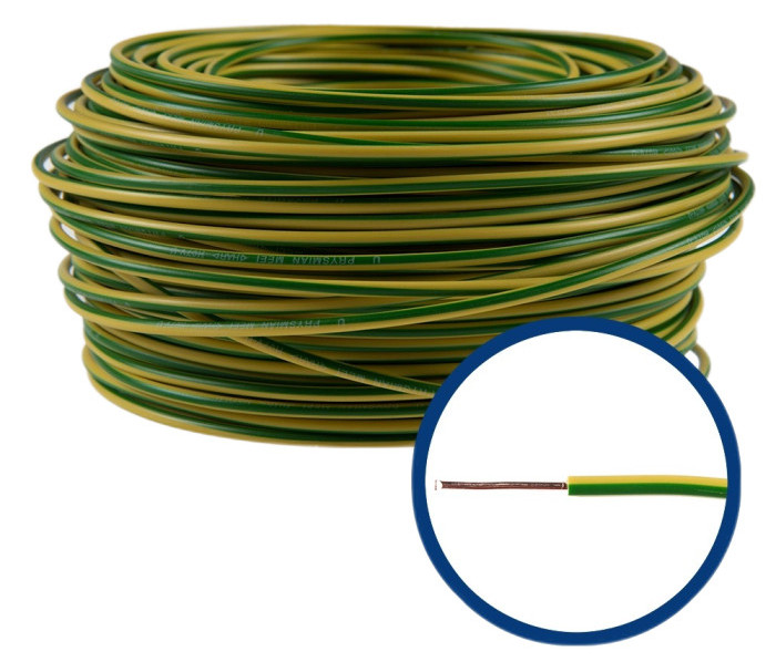 Conductor FY 1,5 mm², solid, 100 m, FY1.5-GALBEN-VERDE