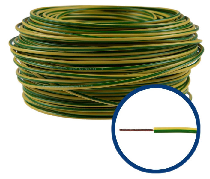 Conductor FY 2,5 mm², solid, 100 m, FY2.5-GALBEN-VERDE