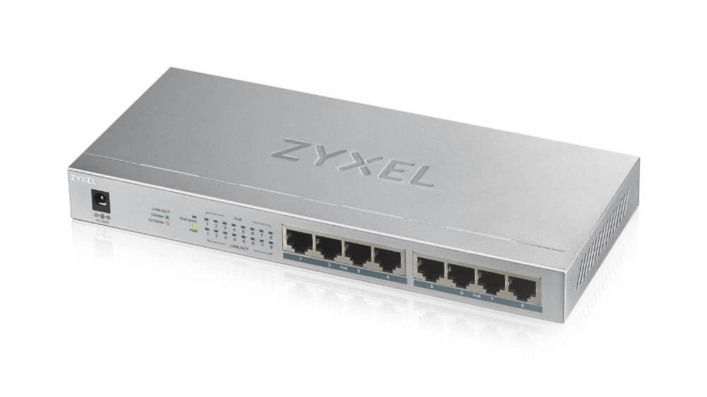 Switch PoE Zyxel GS1008HP-EU0101F, 8 porturi, viteza pana la 2000Mbps, putere totala 60W