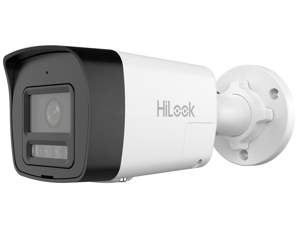 Camera supraveghere IP Hikvision HiLook IPC-B140HA-LUF/SL, Smart Hybrid Light, 4MP, iluminare duala 30m, 2.8mm, microfon, difuzor, slot card microSD, PoE, IP67