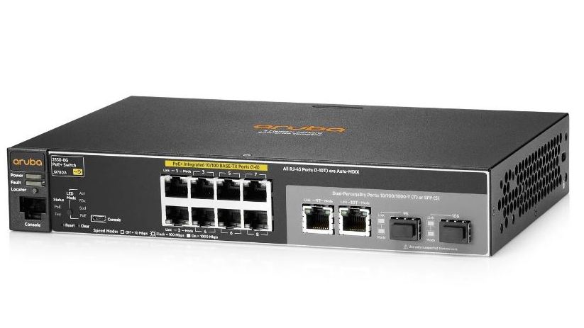 Switch HPE Aruba J9780A, 8 porturi 10/100/1000Mbps, PoE 67W