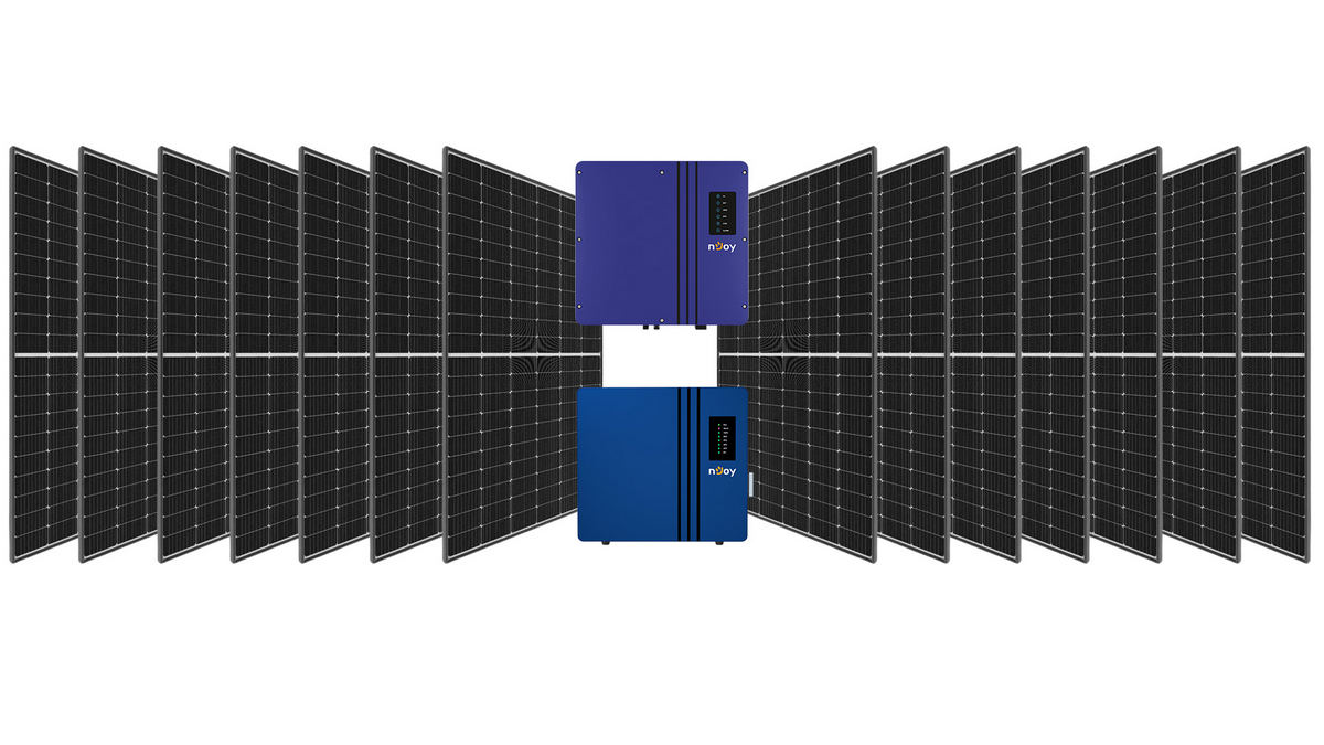 Kit sistem fotovoltaic hibrid monofazat, 5KW, Njoy KIT5KWMONO-NJ-380