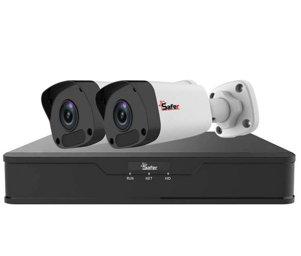 Kit de supraveghere video IP de exterior, 2 camere 4 MP, IR 30 m, NVR 4 canale, Safer, KITIP-2X-4MP420