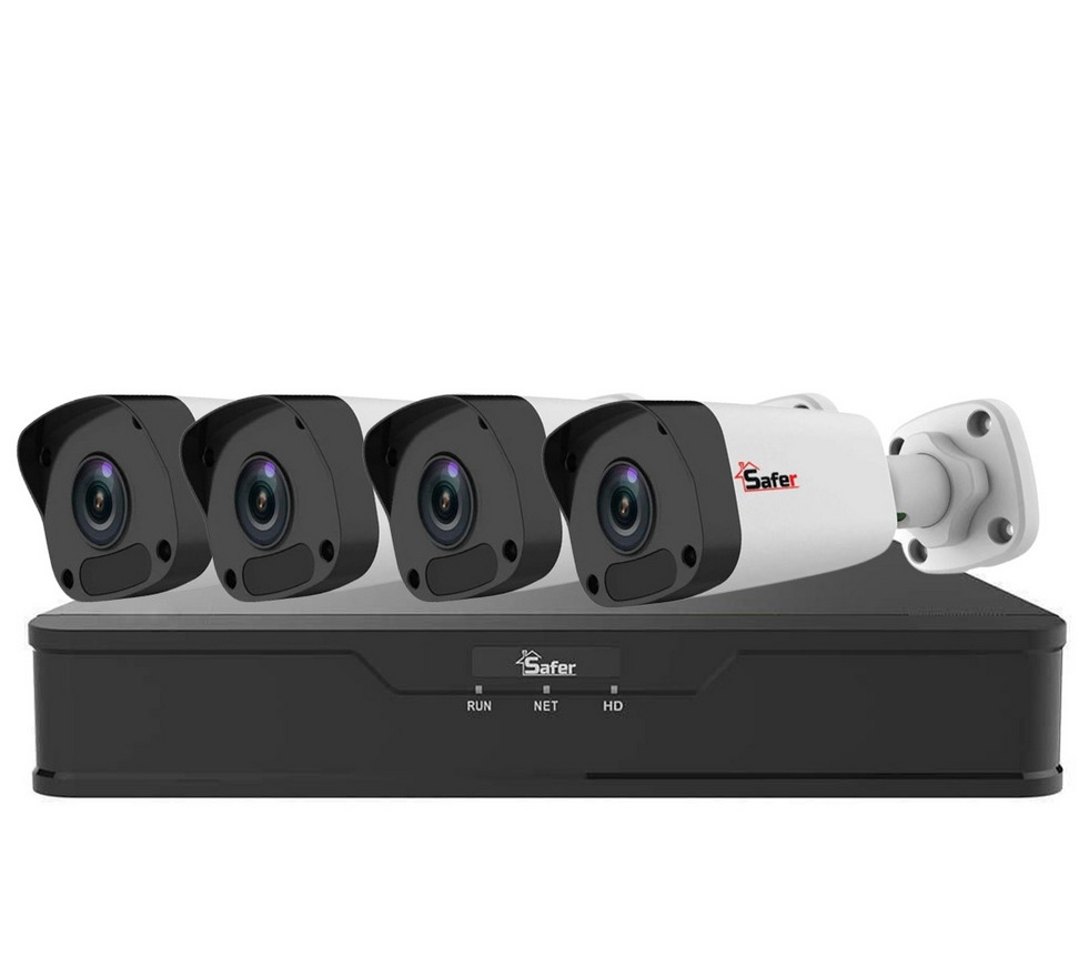 Kit de supraveghere video IP de exterior, 4 camere 4 MP, IR 30 m, NVR 8 canale, PoE, Safer, KITIP-4X-4MP420